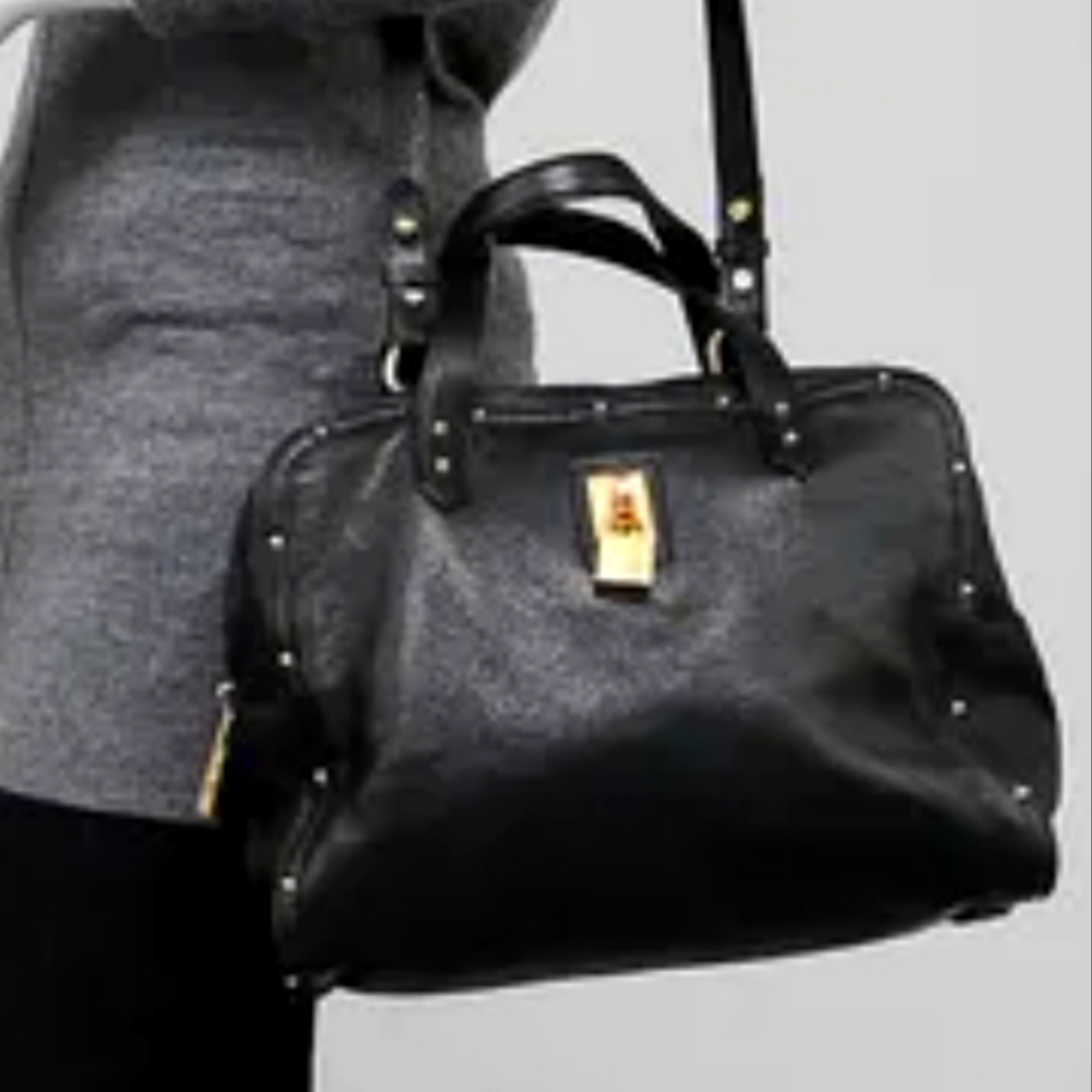 Marc Jacobs Greenwich Leather Bag in Black and Gold-tone Hardware